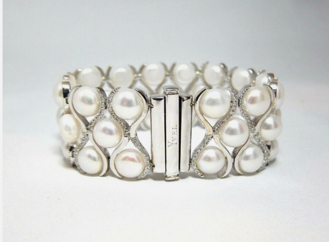 Yvel Pearl, White Gold And Diamond Cuff