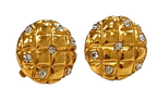 Chanel Vintage Gold Metal and Rhinestone Clip Earrings