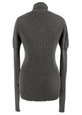 Bottega Veneta Grey Ribbed Knit Turtleneck Top