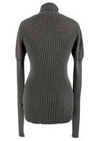 Bottega Veneta Grey Ribbed Knit Turtleneck Top