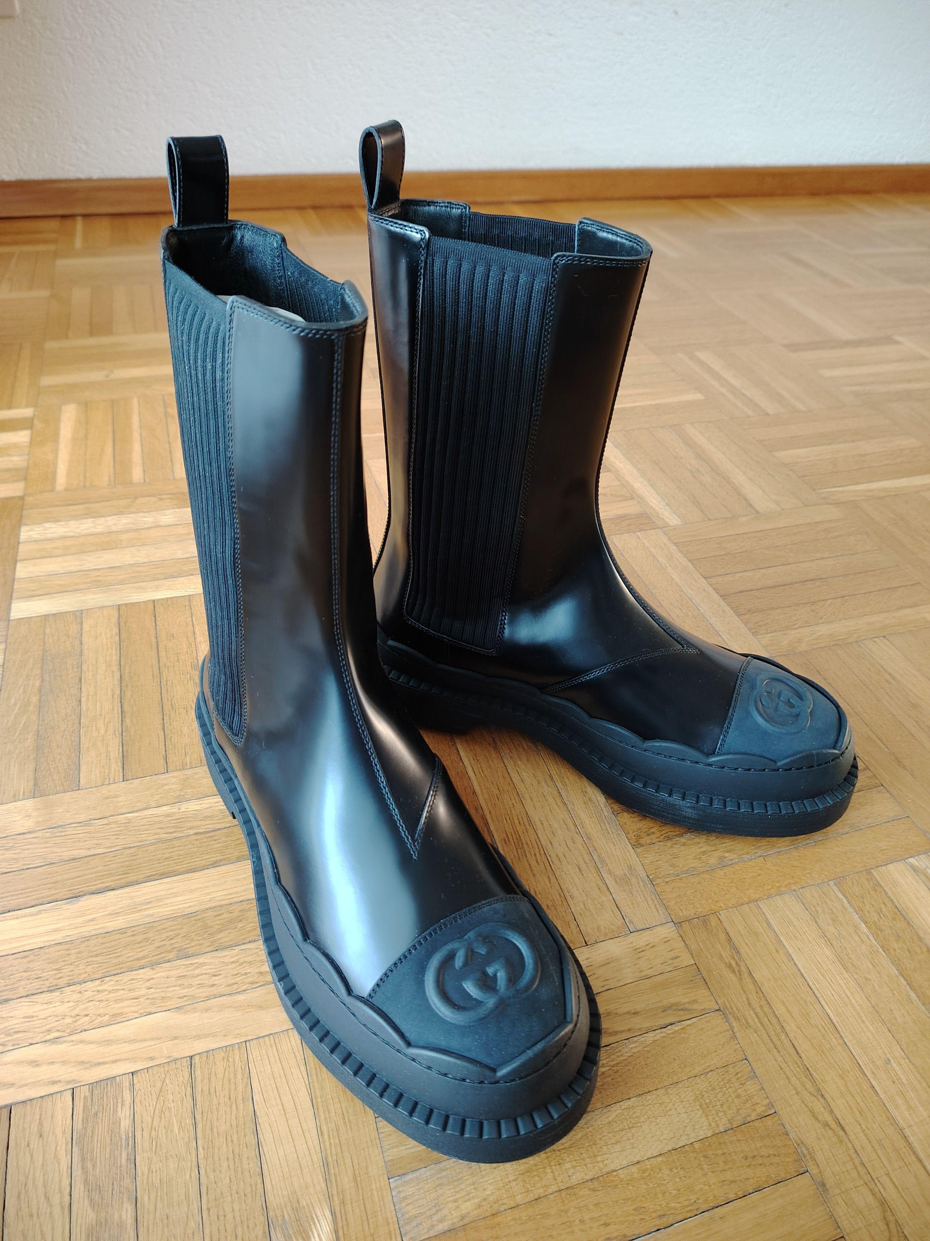 Black Leather Ankle Boots With Rubber Soles