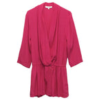 Iro Crossover Hot Pink Rayon Playsuit with Cropped Sleeves