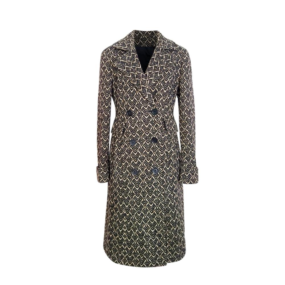 Weekend MaxMara Black & Beige Jacquard Coat
