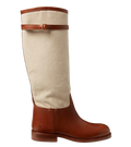 Ralph Lauren Beige Canvas-Leather Riding Boot