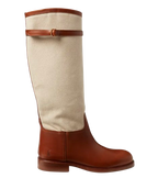 Ralph Lauren Beige Canvas-Leather Riding Boot