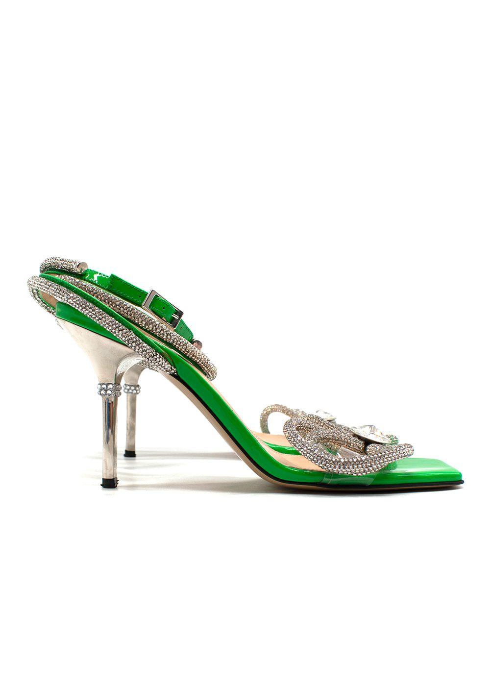 Mach & Mach Green Double Bow Crystal Pumps