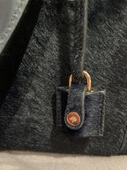 Navy calf hair tote bag