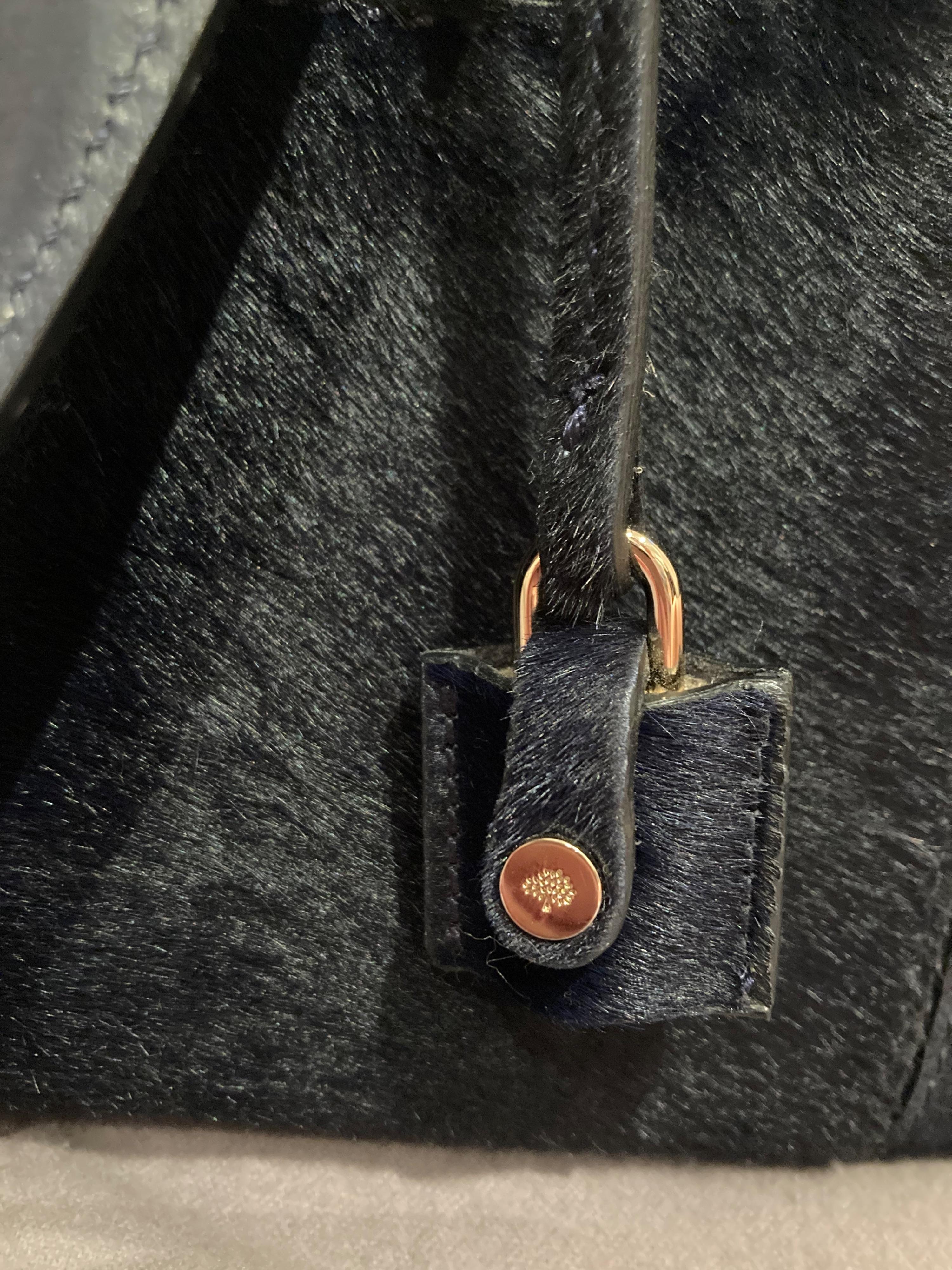 Navy calf hair tote bag