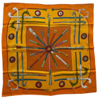 Hermes Orange Cannes et Pommeaux Silk Scarf