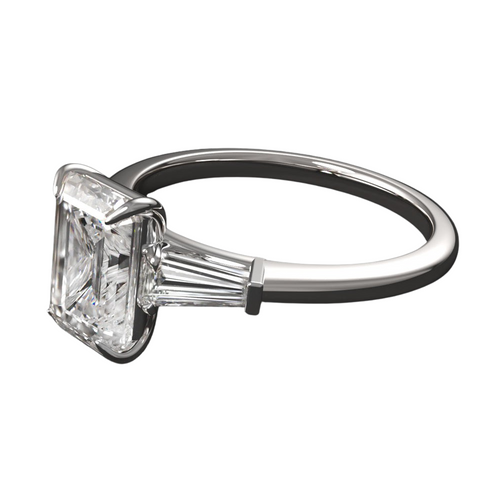 2CT Lab Grown Emerald Cut/ Tapered Baguette Ring