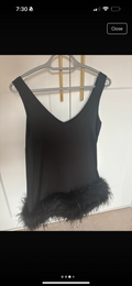 Nadine Merabi Feather Trimmed Black Mini Dress