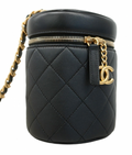 Chanel Black Lambskin Vanity Chain Shoulder Bag with Gold CC Logo detail