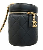 Chanel Black Lambskin Vanity Chain Shoulder Bag with Gold CC Logo detail