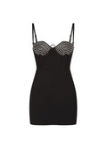 Crystal Cup Black Mini Dress