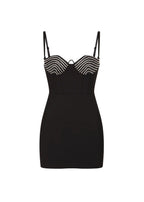 Crystal Cup Black Mini Dress