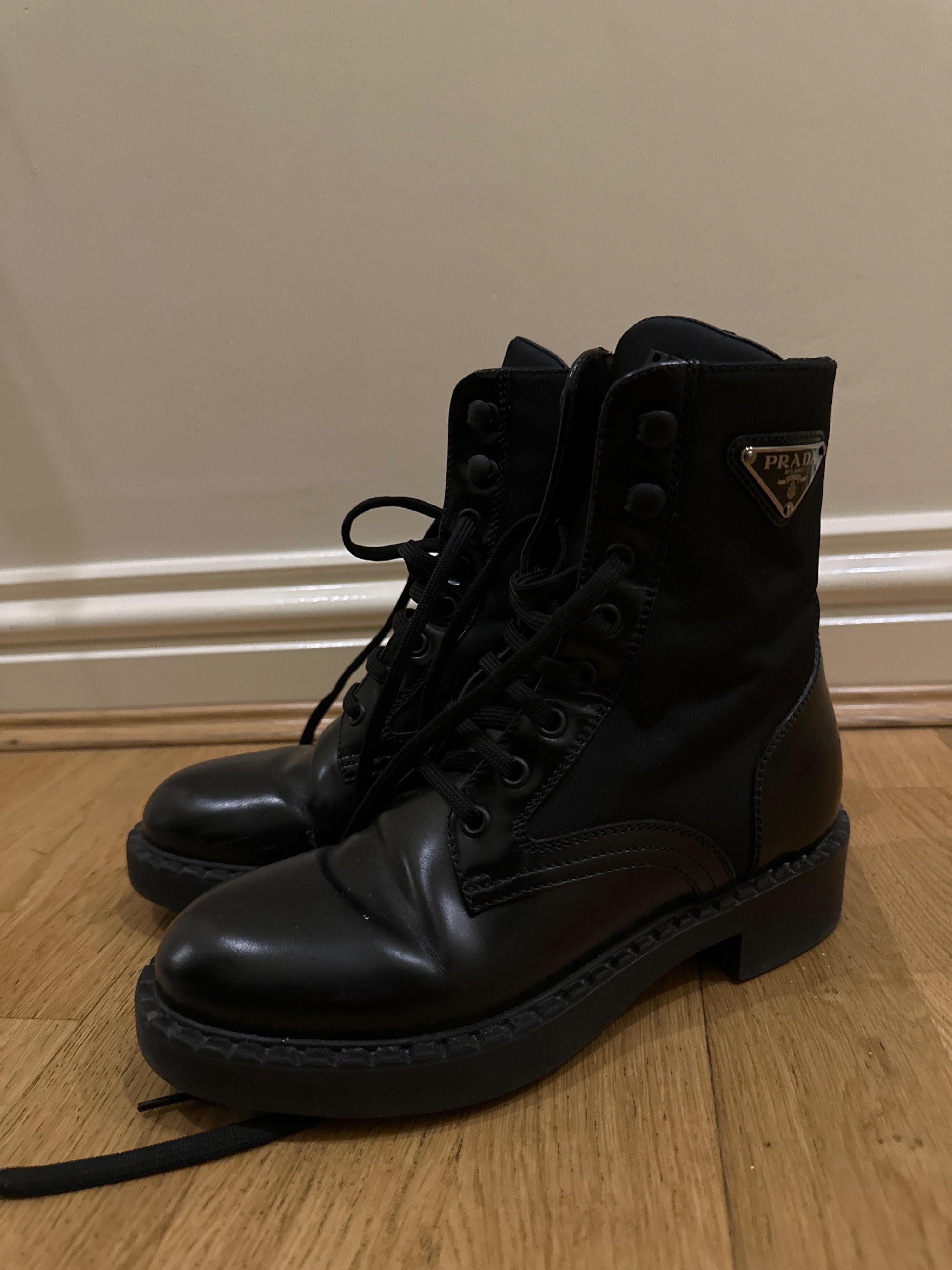 Prada Black Re- Nylon Combat Boots