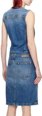 Stella McCartney Blue Paneled Denim Midi Dress
