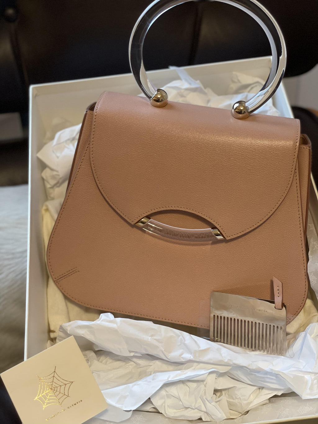 Charlotte Olympia Perspex Top Handle Leather Bag