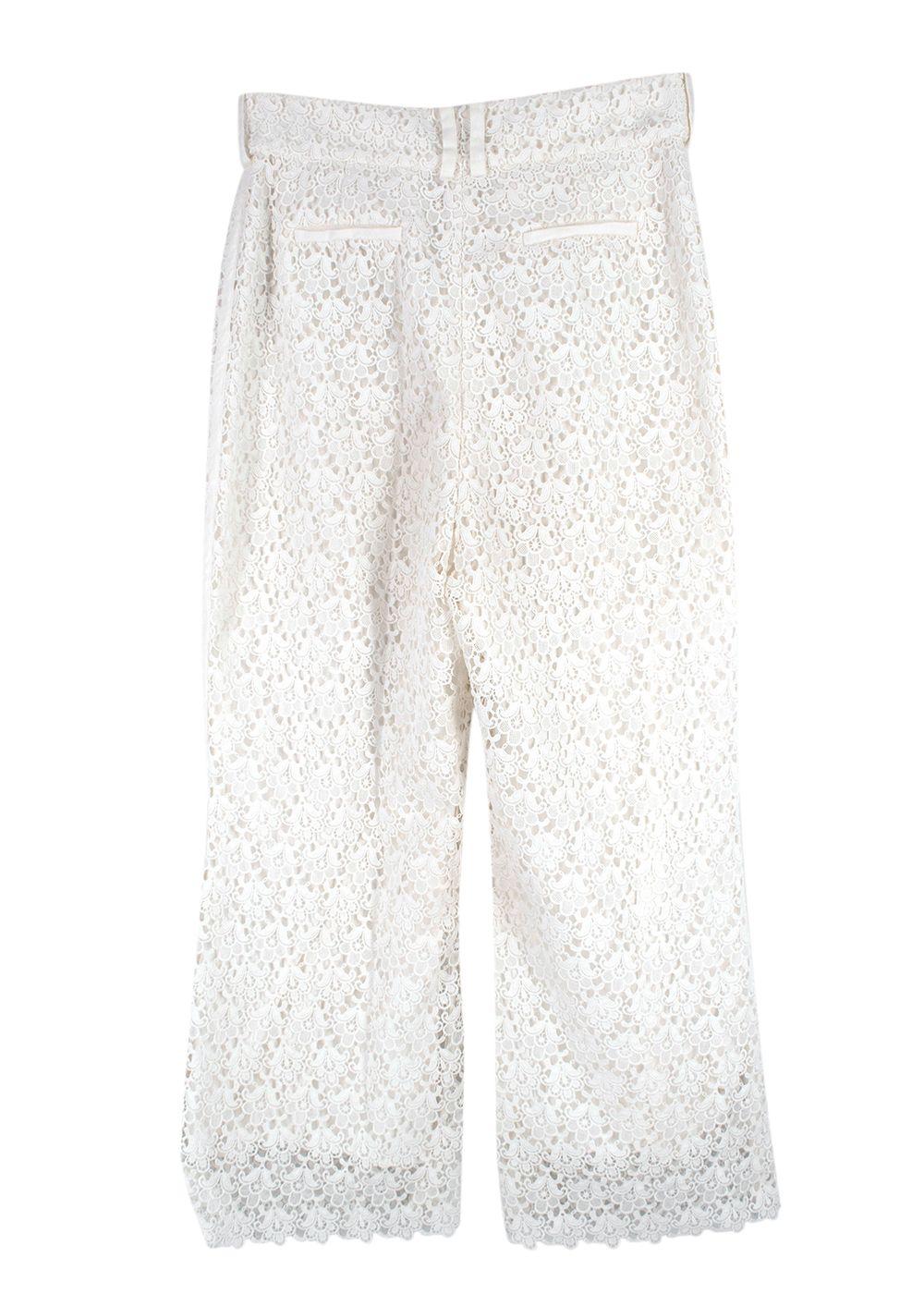 Zimmermann White Floral Crochet Trousers
