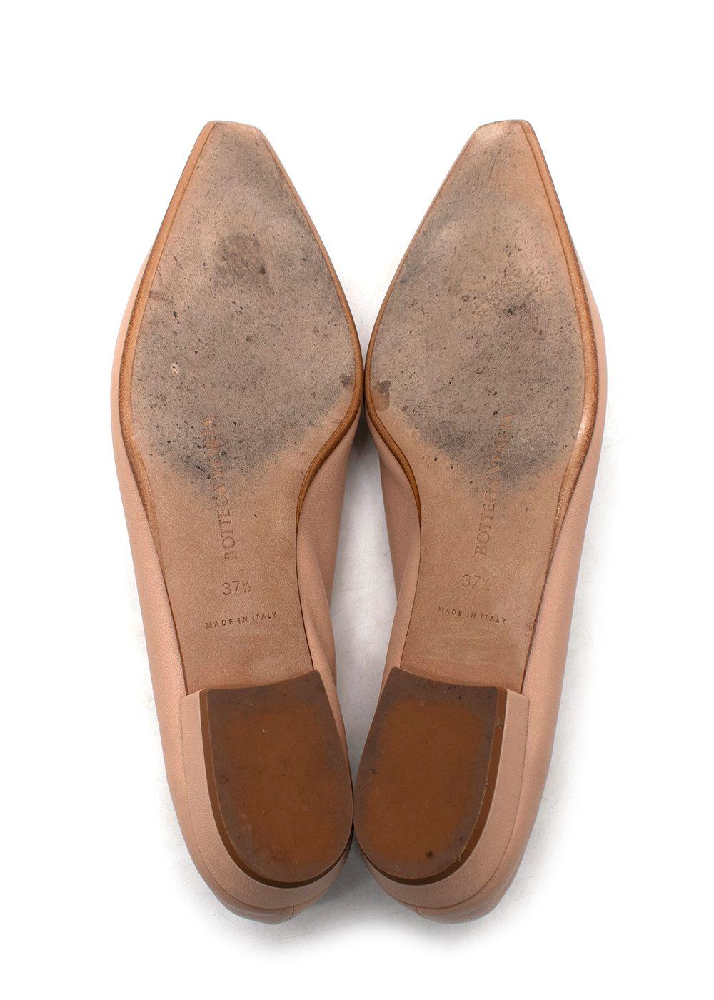 Bottega Veneta Nude Leather Almond Flat Pumps