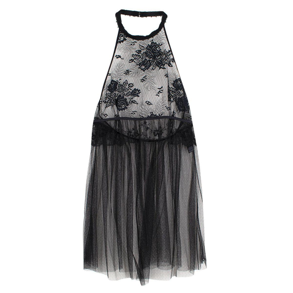 Black Tulle & Lace Sheer Halterneck Camisole