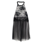 Black Tulle & Lace Sheer Halterneck Camisole