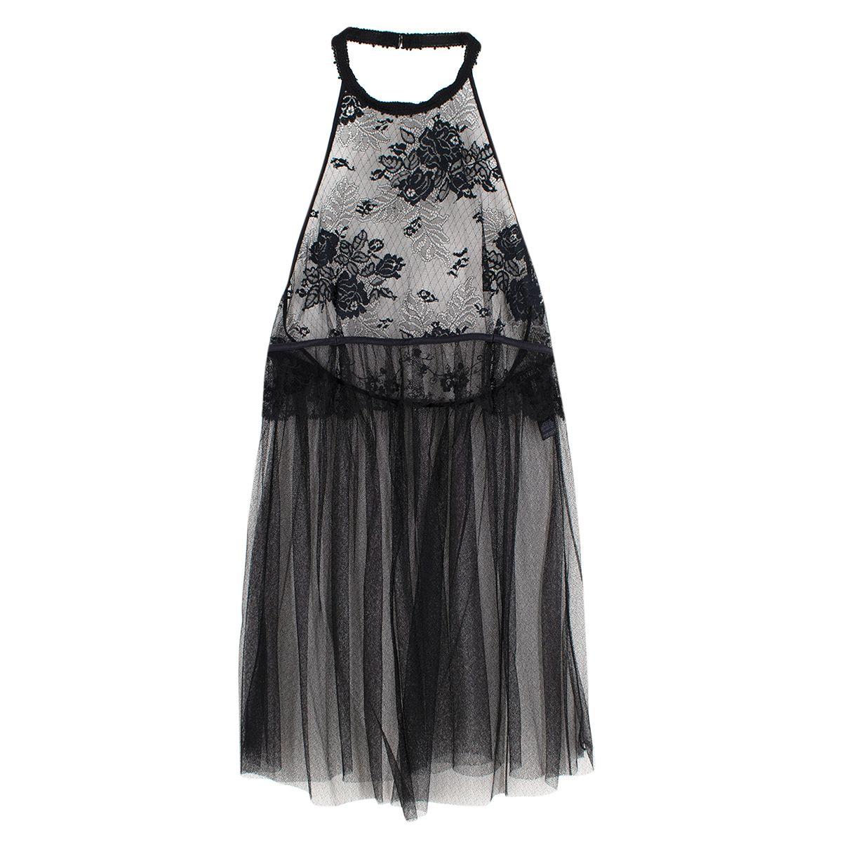 Black Tulle & Lace Sheer Halterneck Camisole