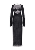 Alessandra Rich Open Back Black Silk Lace Dress