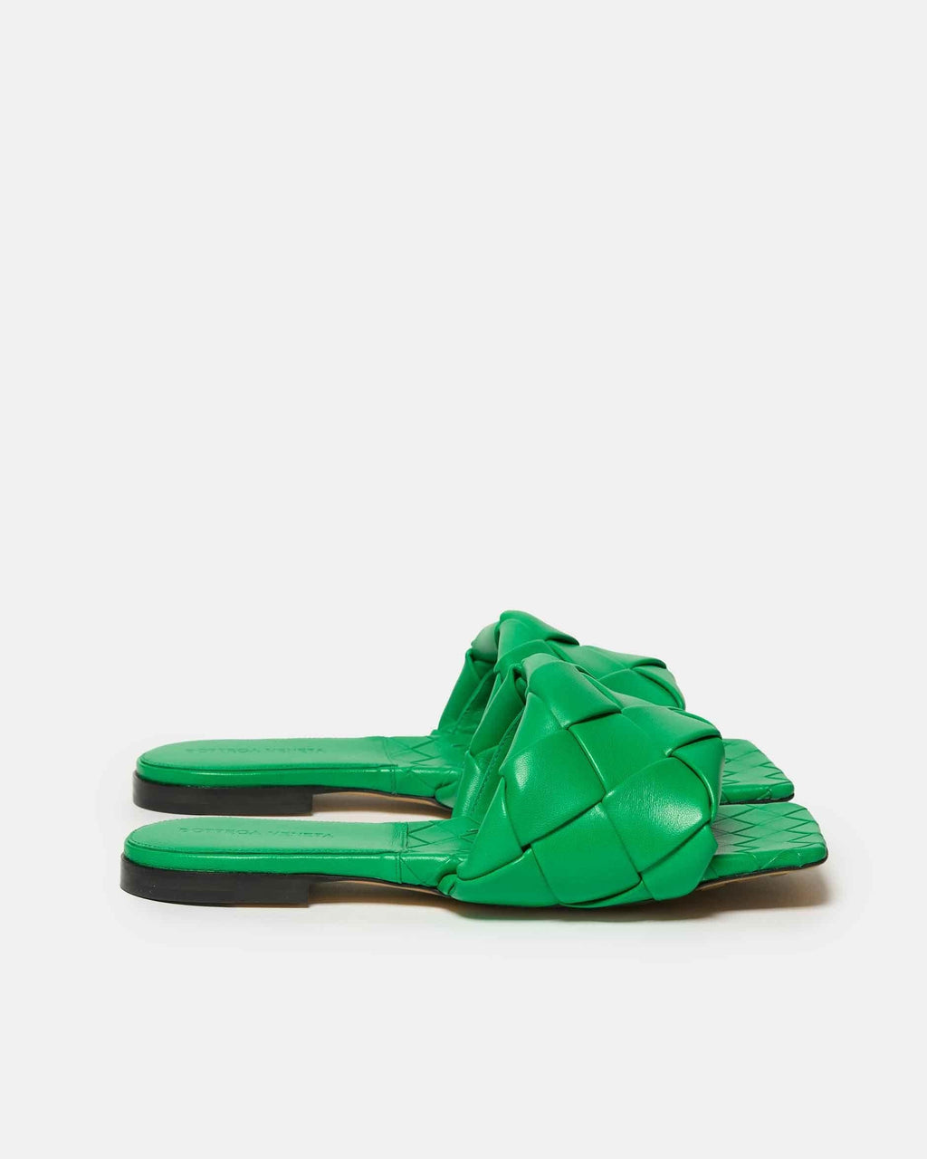Bottega Veneta Green Leather Slides