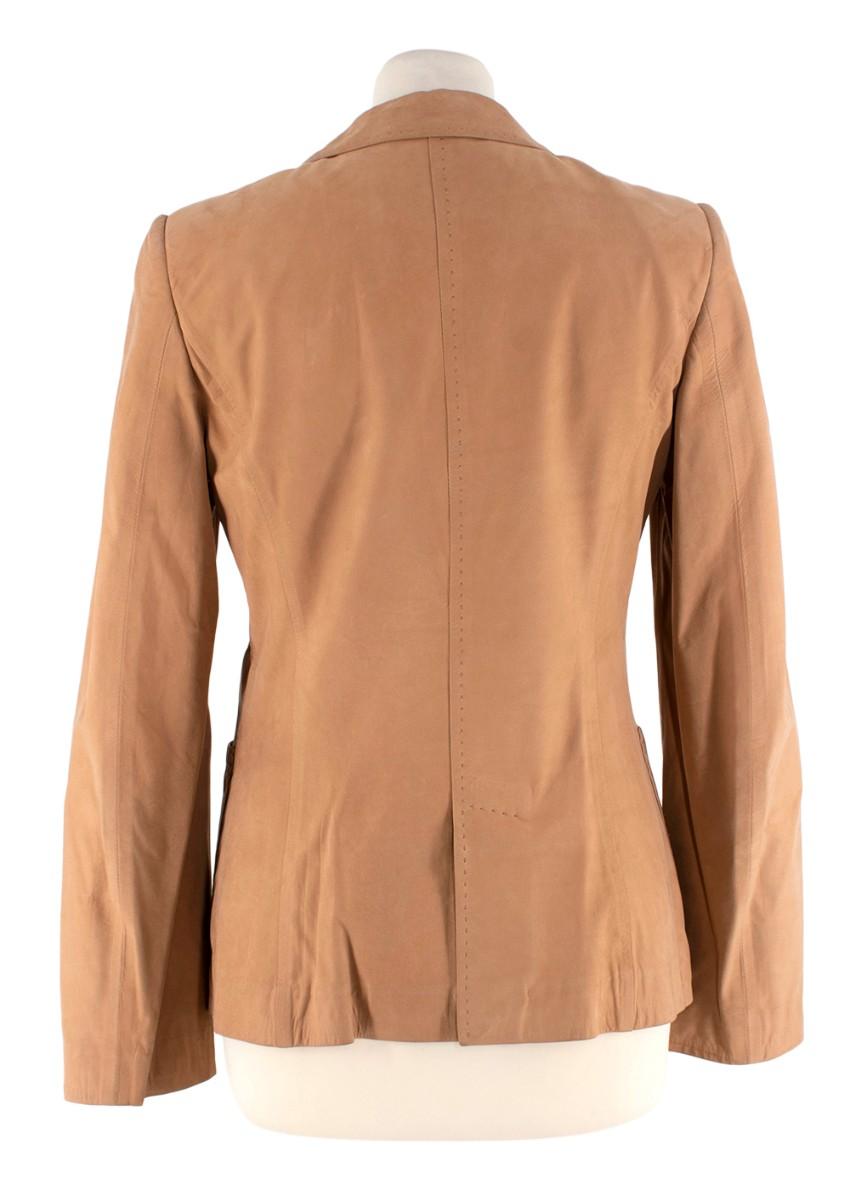 Asprey Tan Leather Single-Breasted Blazer
