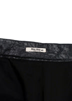 Black Crackled Leather Pencil Skirt
