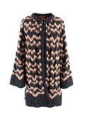 Missoni Grey and Pink Striped Longline Knitted Cardigan