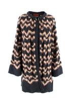 Missoni Grey and Pink Striped Longline Knitted Cardigan