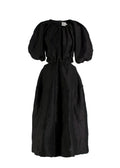 Aje. Mimosa Black Puff Sleeve Midi Dress