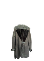 Khaki Shearling Cut-Work Coat