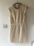 Beige Tweed  Woven Trimmed Mini Dress