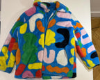 Kids 10y Blue Abstract Shape Faux-Fur Jacket