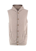 Brunello Cucinelli Beige Knitted Hooded Sweater Vest