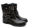 Valentino Black Leather Rockstud Biker Boot