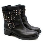 Valentino Black Leather Rockstud Biker Boot