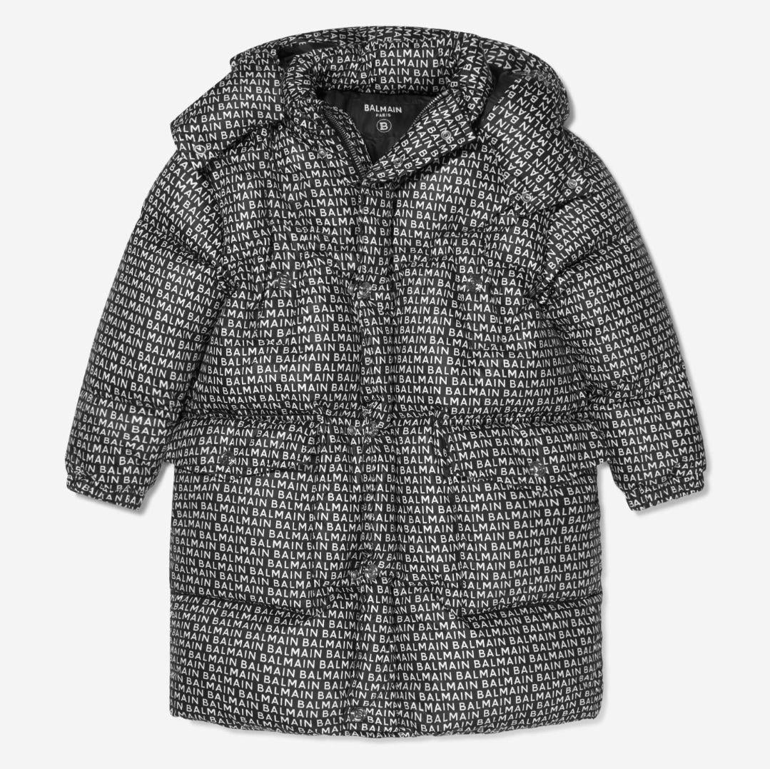 Balmain Black Logo Puffer Coat