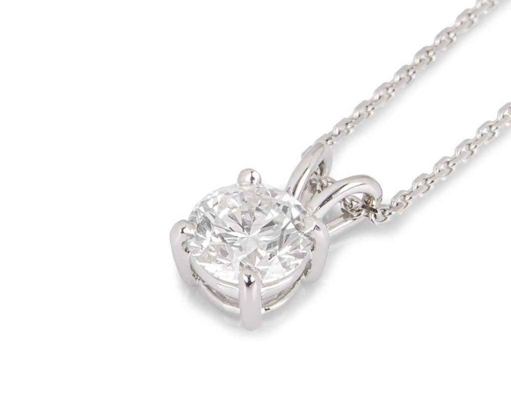 18ct white gold & white diamond pendant necklace 1.23ct