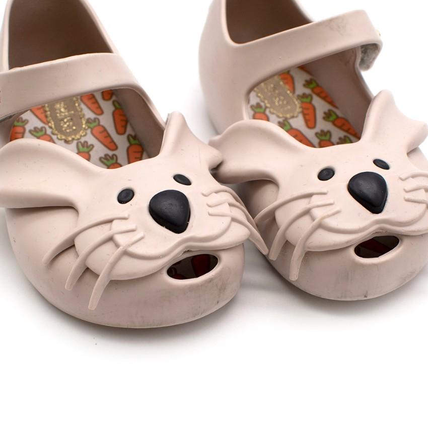 Mini Melissa Beige Bunny Peep-Toe Jelly Shoes