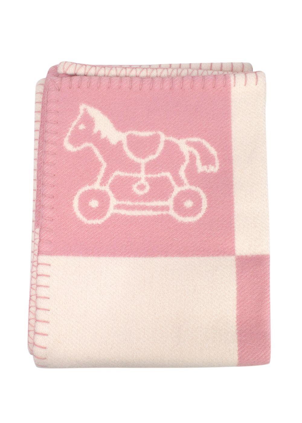 Hermes Pink Wool and Cashmere Adada Avalon Baby Blanket