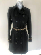 black cotton gabardine short trench coat