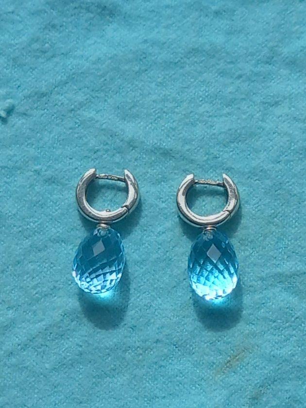 Aquamarine Pineapple Cut Drop Earrings