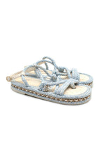 Chanel Cord Blue Rope Chain Flat Sandals