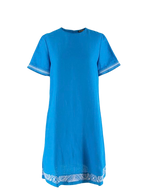Loro Piana Blue flax embroidered hem shift dress