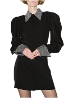De La Vali Black El Paso Crystal Embellished Shirt Dress