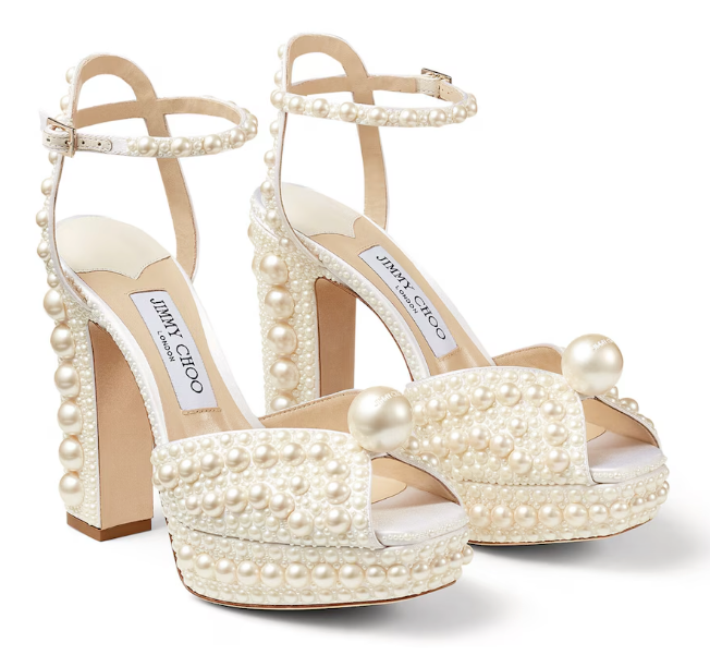Jimmy Choo Sacaria 120 Pearl-Embellished Satin Platform Sandals
